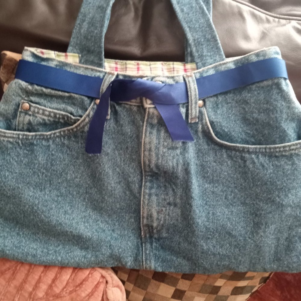 Homemade jean bag.